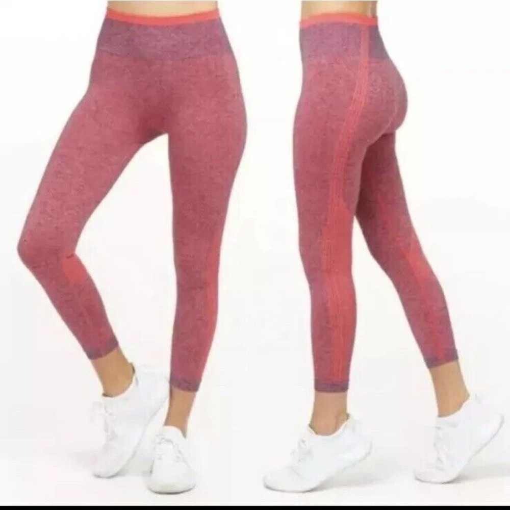 Spanx Seamless Sculpt Leggings Pants Spacedye Coral Punch Size M